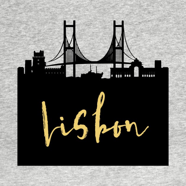 LISBON PORTUGAL DESIGNER SILHOUETTE SKYLINE ART by deificusArt